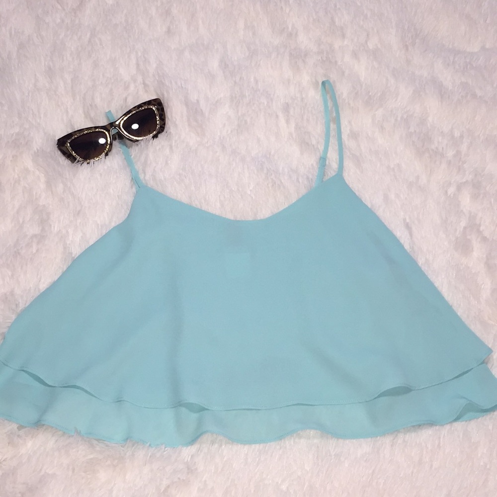 Light Blue Crop Top Tank Sz Large